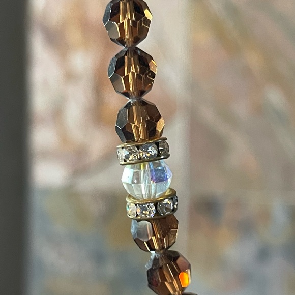 Cognac Swarovski Crystal Round Bead Necklace - Picture 7 of 12